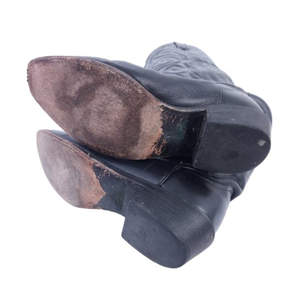 Dan Post Leather Cowboy Boots Men Size 8 Black Western Round Toe Boots - Picture 4 of 7